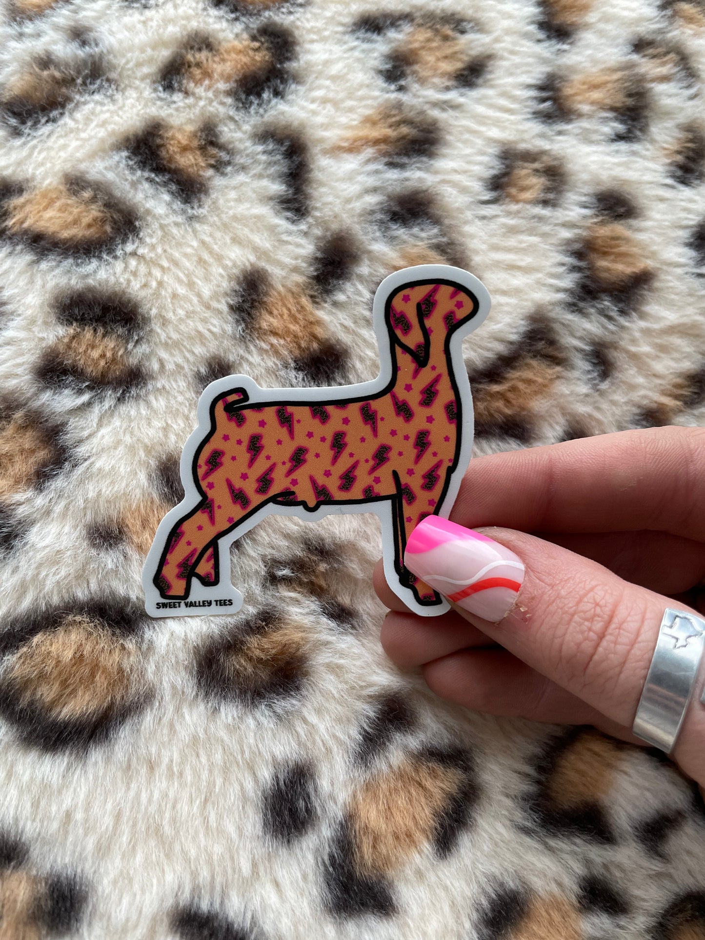 Pink + Orange Lightning Goat Sticker