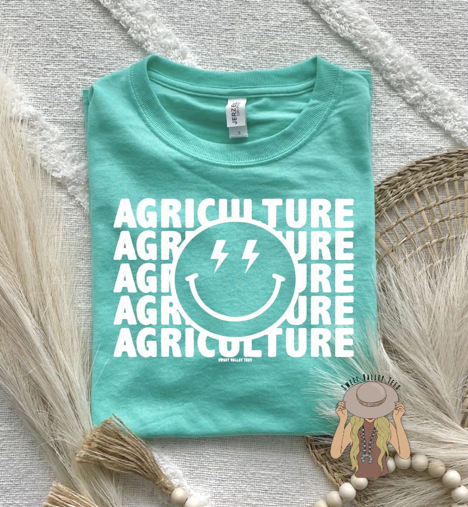 Smiley Face Agriculture Tee - Cool Mint