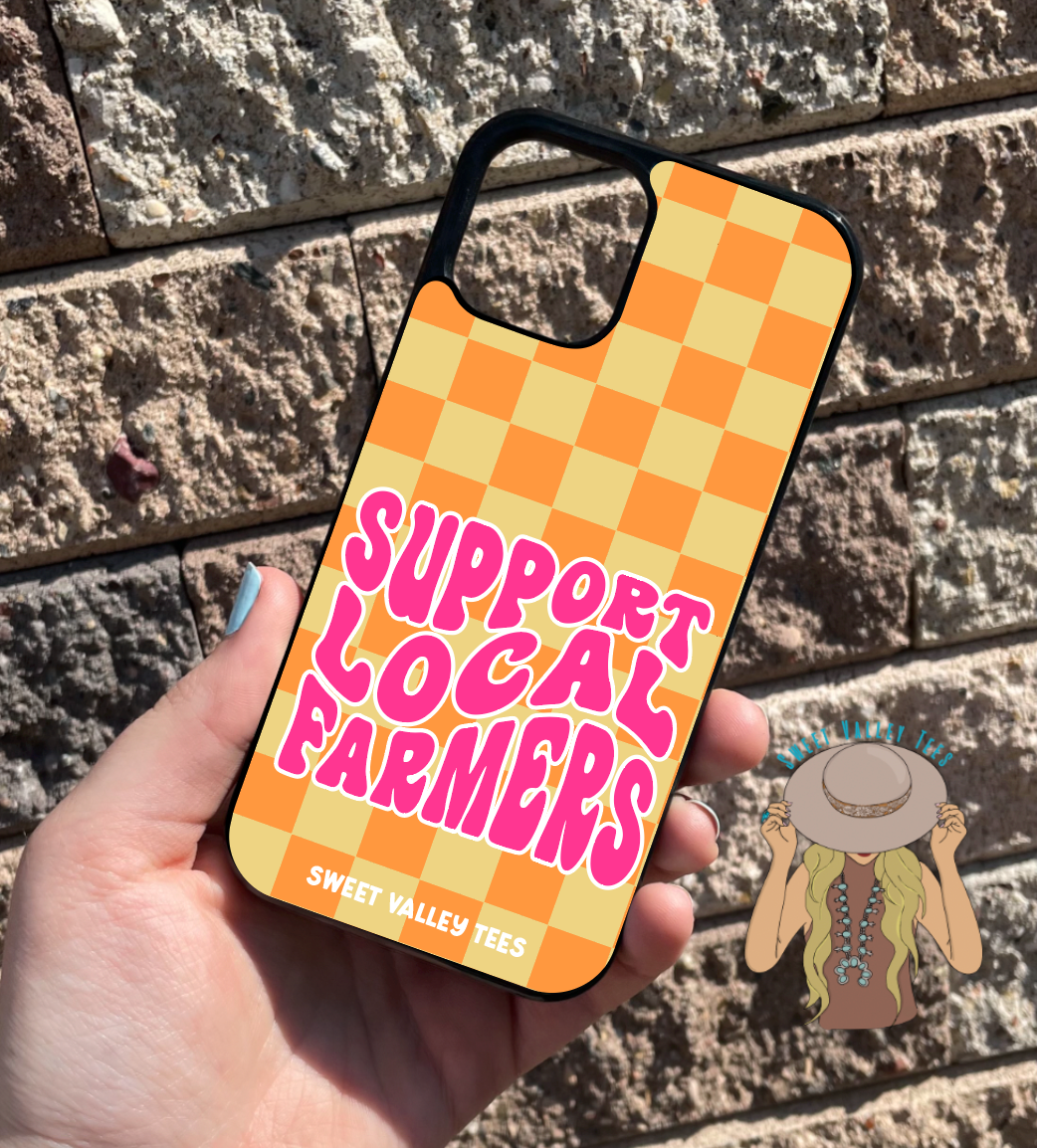 Checker Print Support Local Farmers iPhone Case