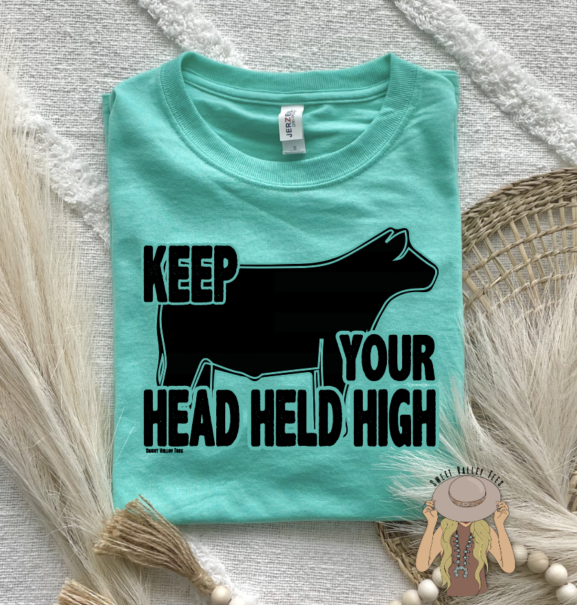 Keep your Head Held High - Show Steer - Cool Mint Tee