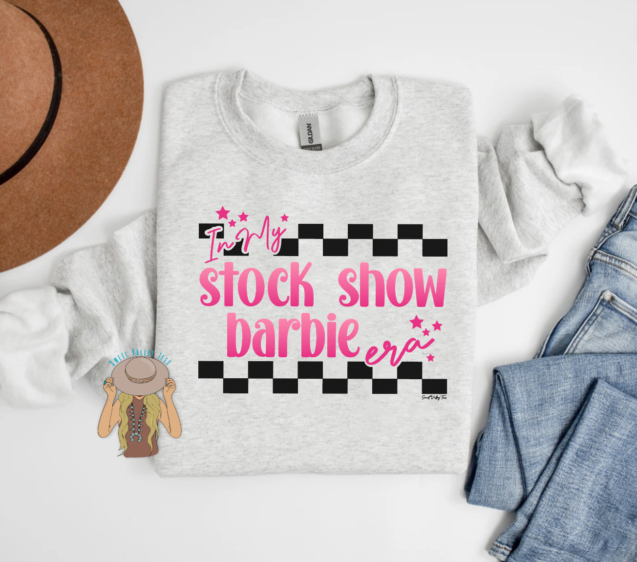 In My Stock Show Barbie Era Crewneck - Heather Ash