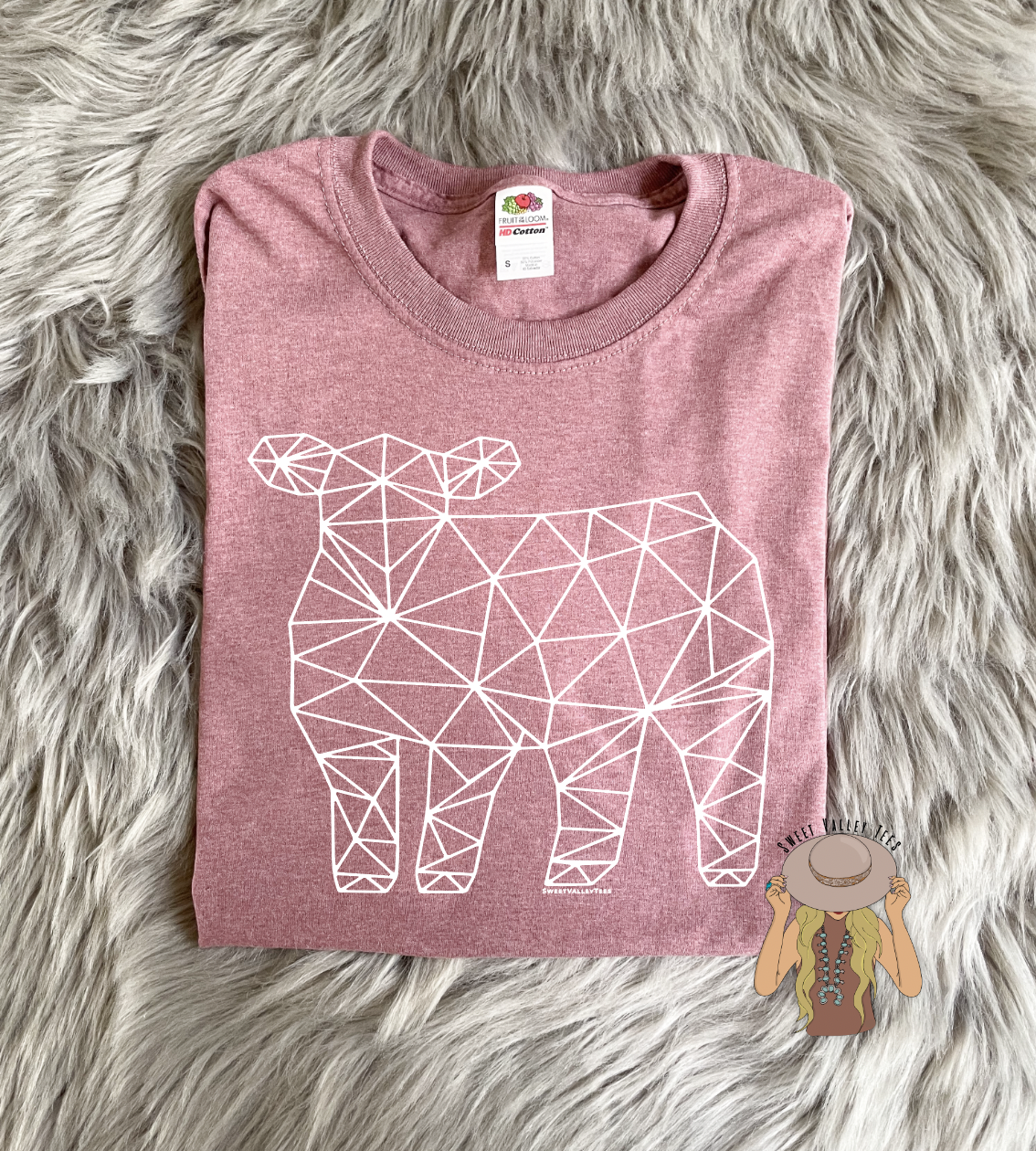 Geometric Steer Tee - Deep Heather Mauve
