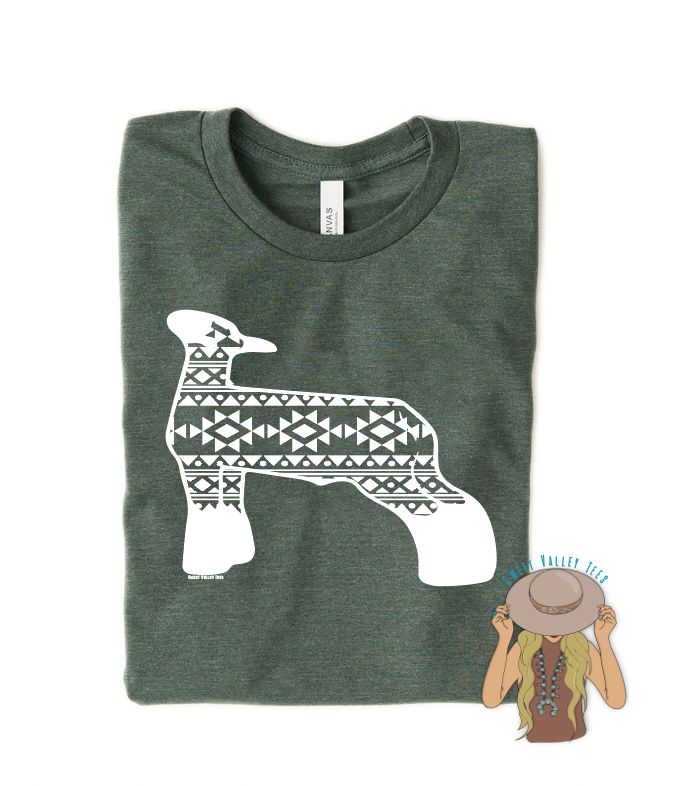 Aztec Lamb Tee - Heather Forest