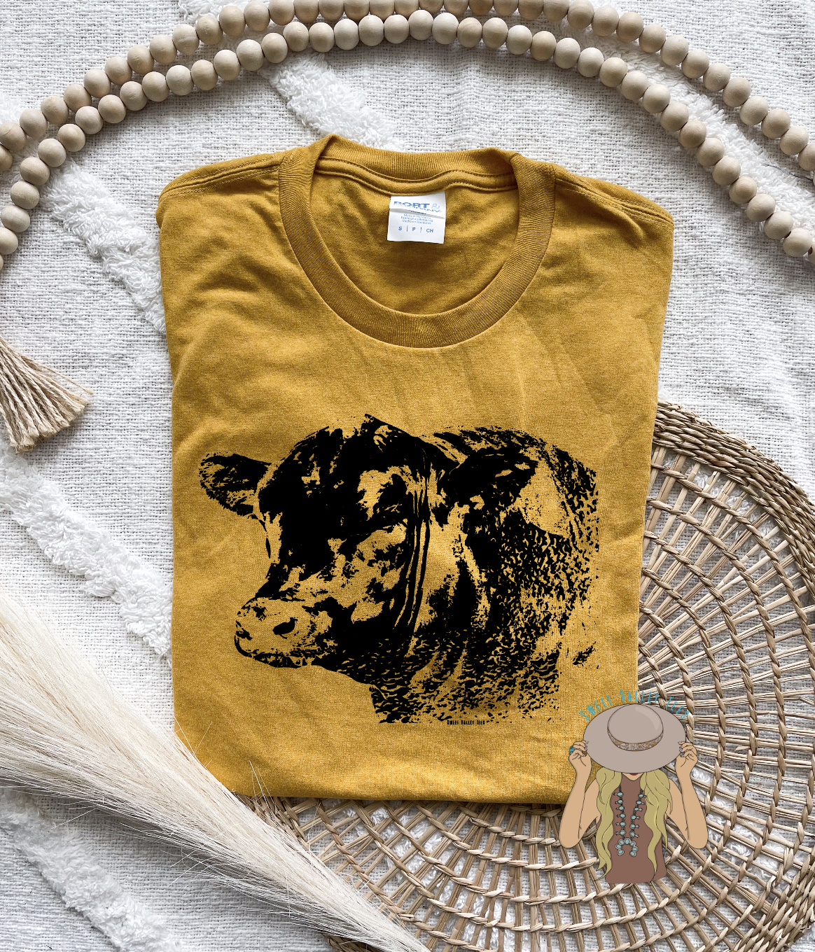 Angus Bull Tee - Mustard
