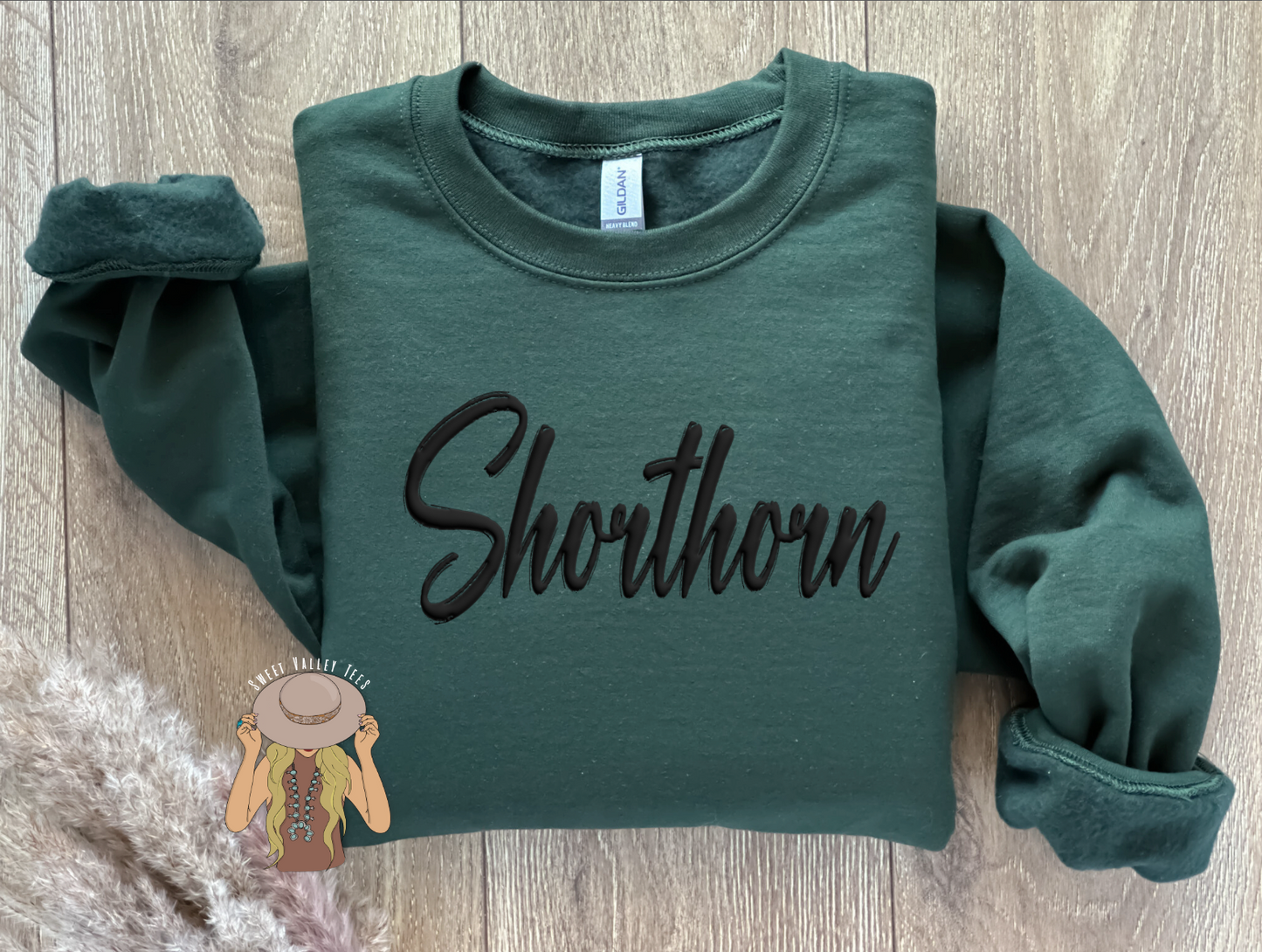 Puff Shorthorn Crewneck - Olive Green