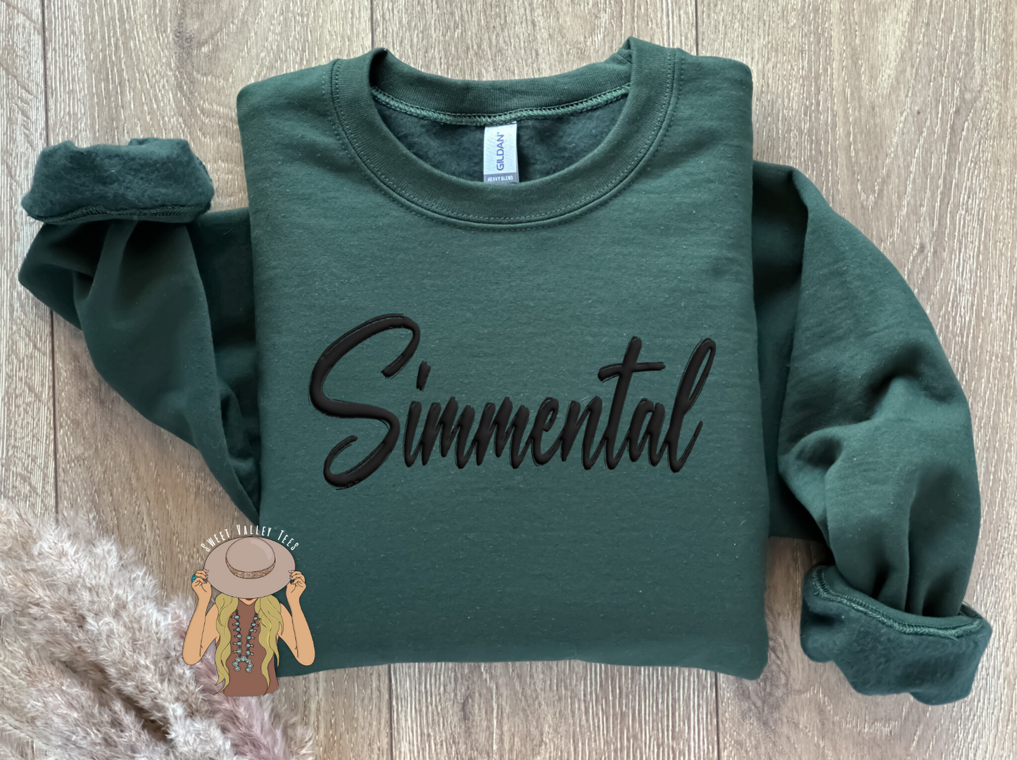Puff Simmental Crewneck - Olive Green