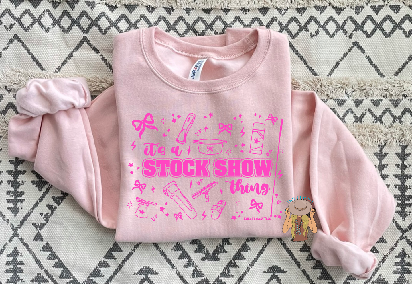 Pink It's a Stock Show Thing Crewneck - Blush