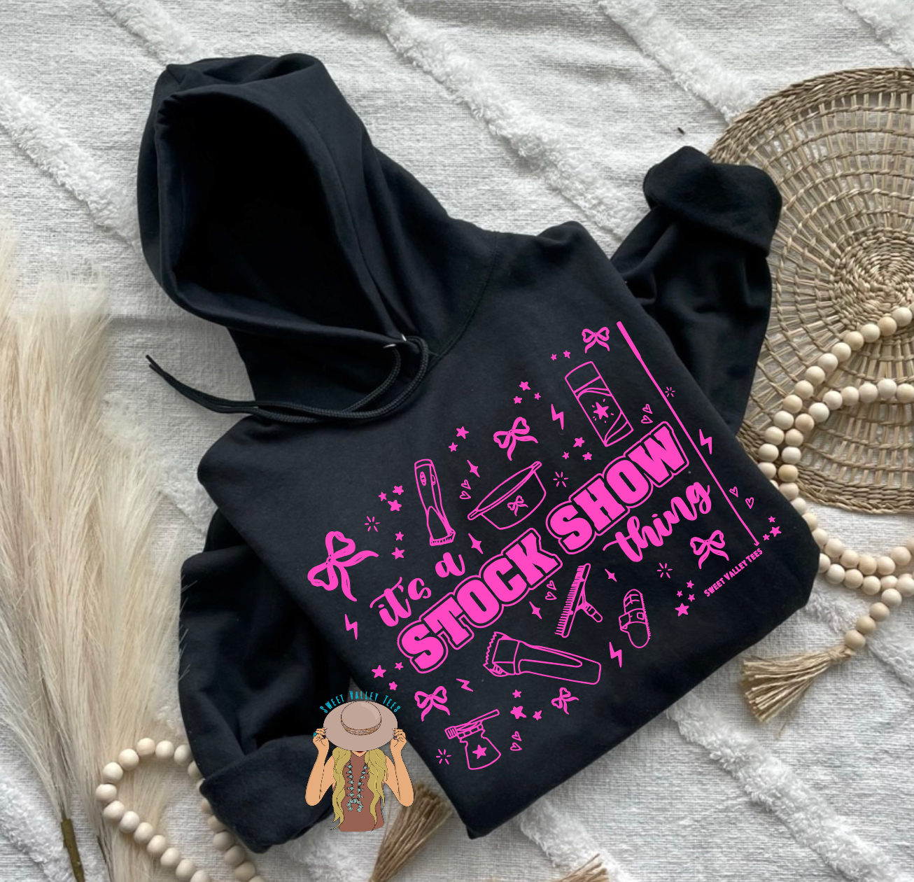 Pink It's a Stock Show Thing Hoodie - Black