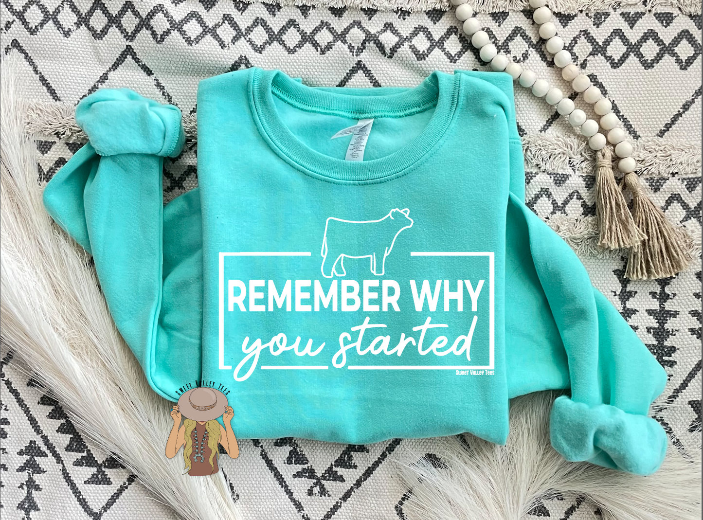 Remember Why You Started Crewneck - Cool Mint