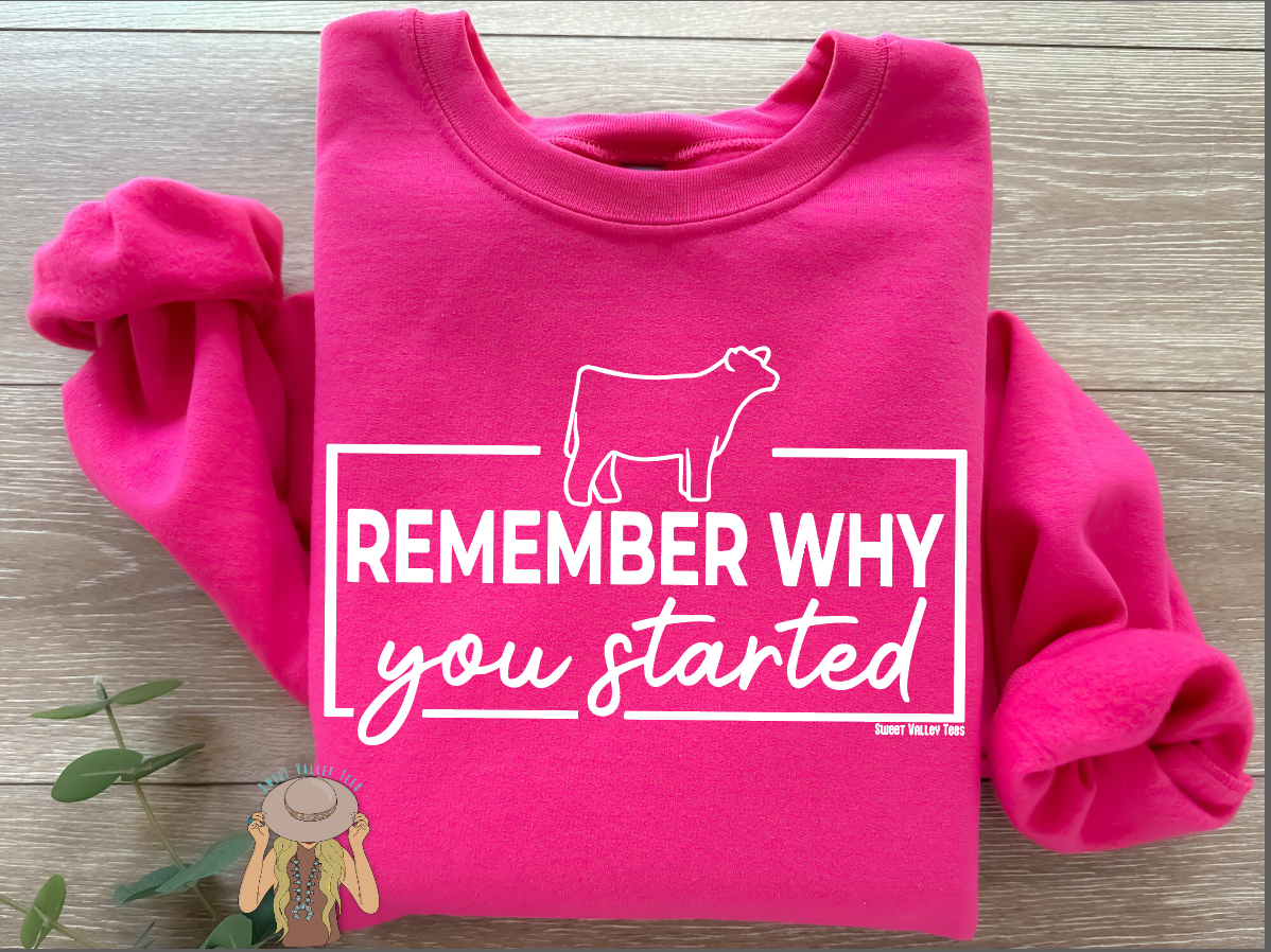 Remember Why You Started Crewneck - Barbie Pink