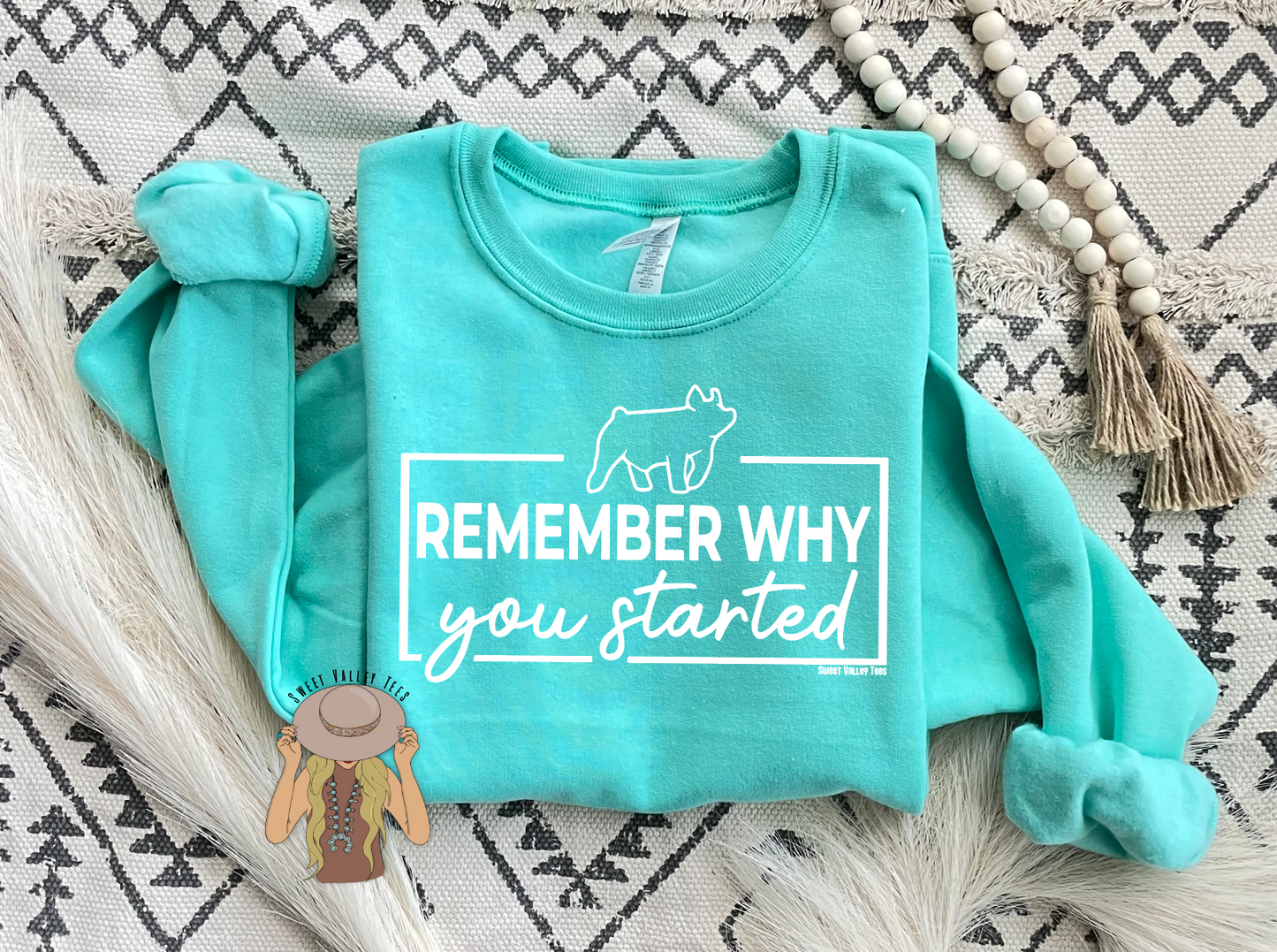 Remember Why You Started Crewneck - Cool Mint