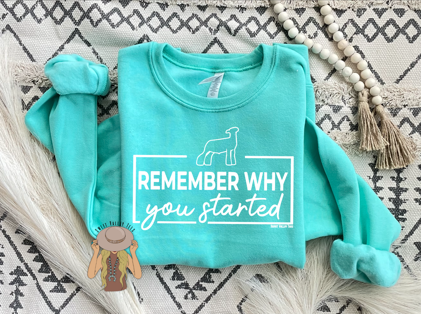 Remember Why You Started Crewneck - Cool Mint