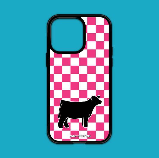 Pink Checker Steer iPhone Case