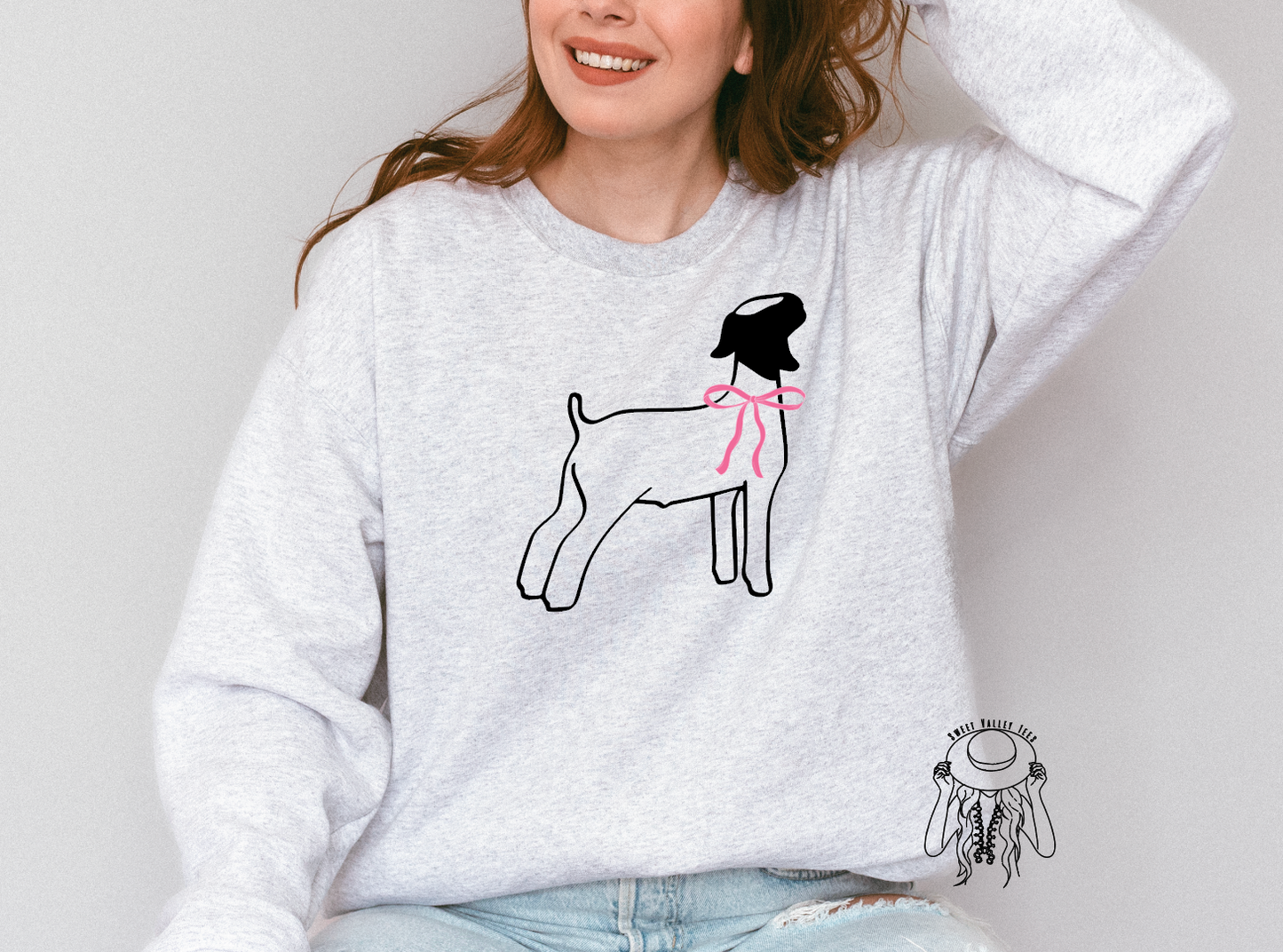 Show Goat Bow Crewneck - Ash Gray