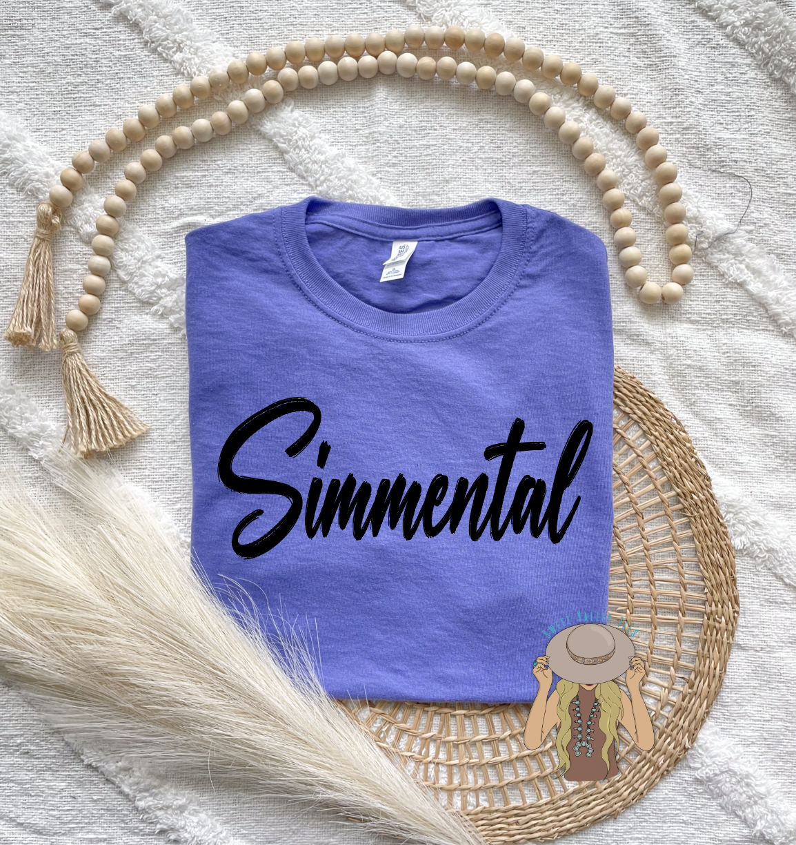 Black PUFF Simmental Tee - Violet