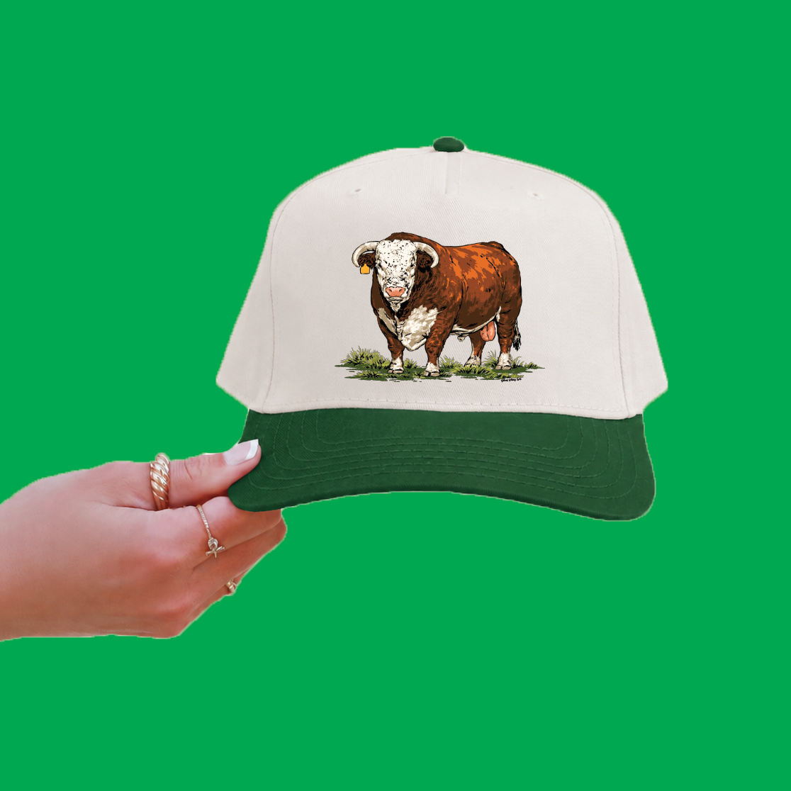 Hereford Bull Trucker Hat - Forrest/Tan