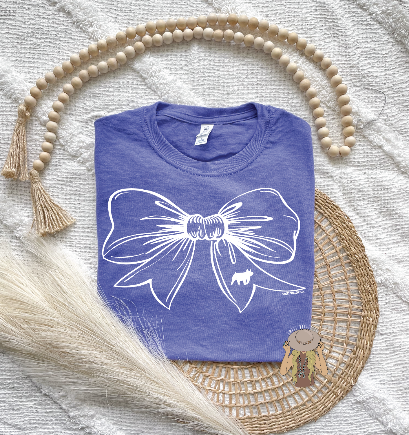 Bow Pig Tee - Violet