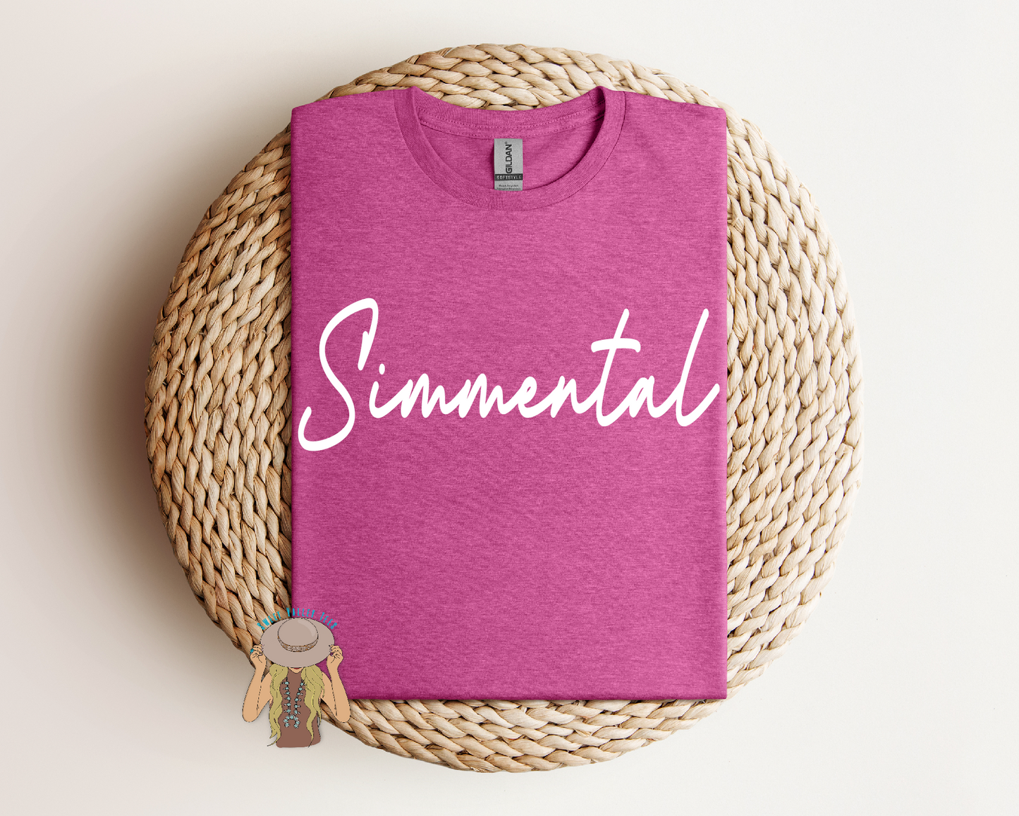 Script Simmental Tee - Heather Raspberry