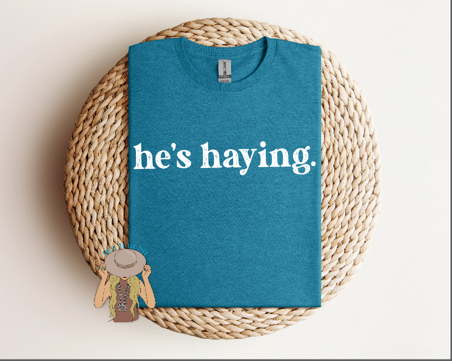 He's Fitting Tee - Heather Galapagos Blue