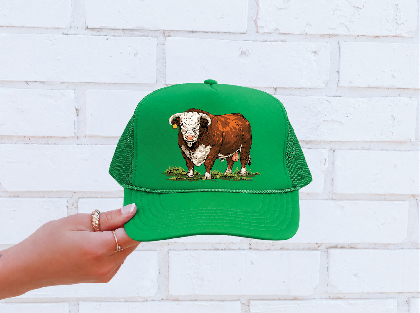 Hereford Bull Trucker Hat - Green