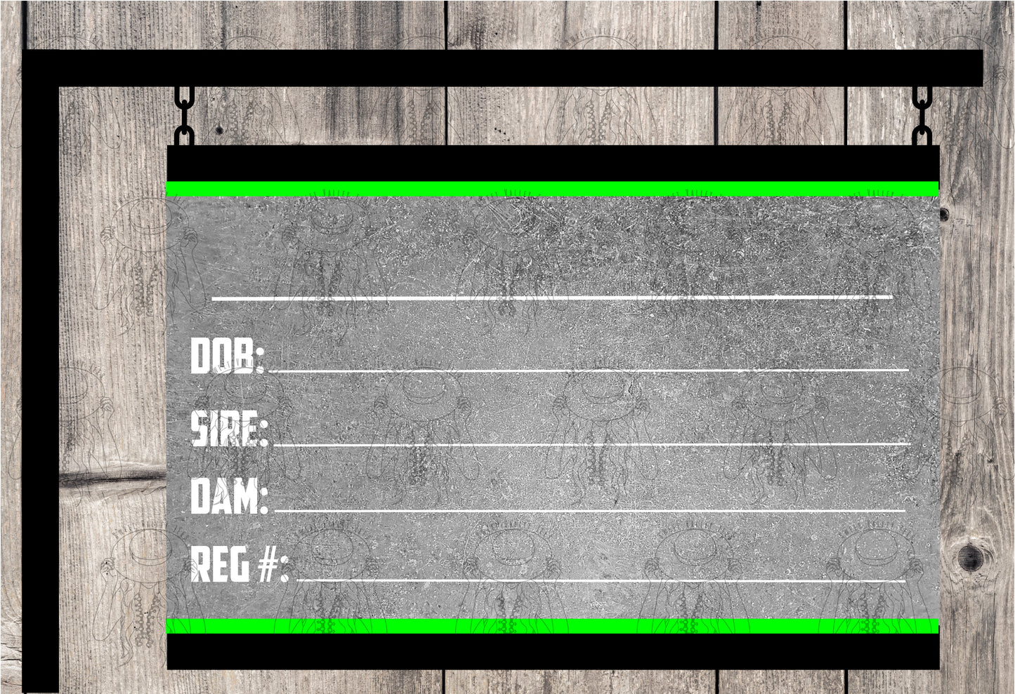 Green + Black Stripe Pedigree Sign - Set of 2