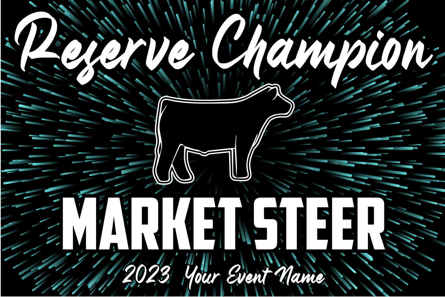 Grand + Reserve Champion Banner Set - Blue Ice Burst - Market Steer