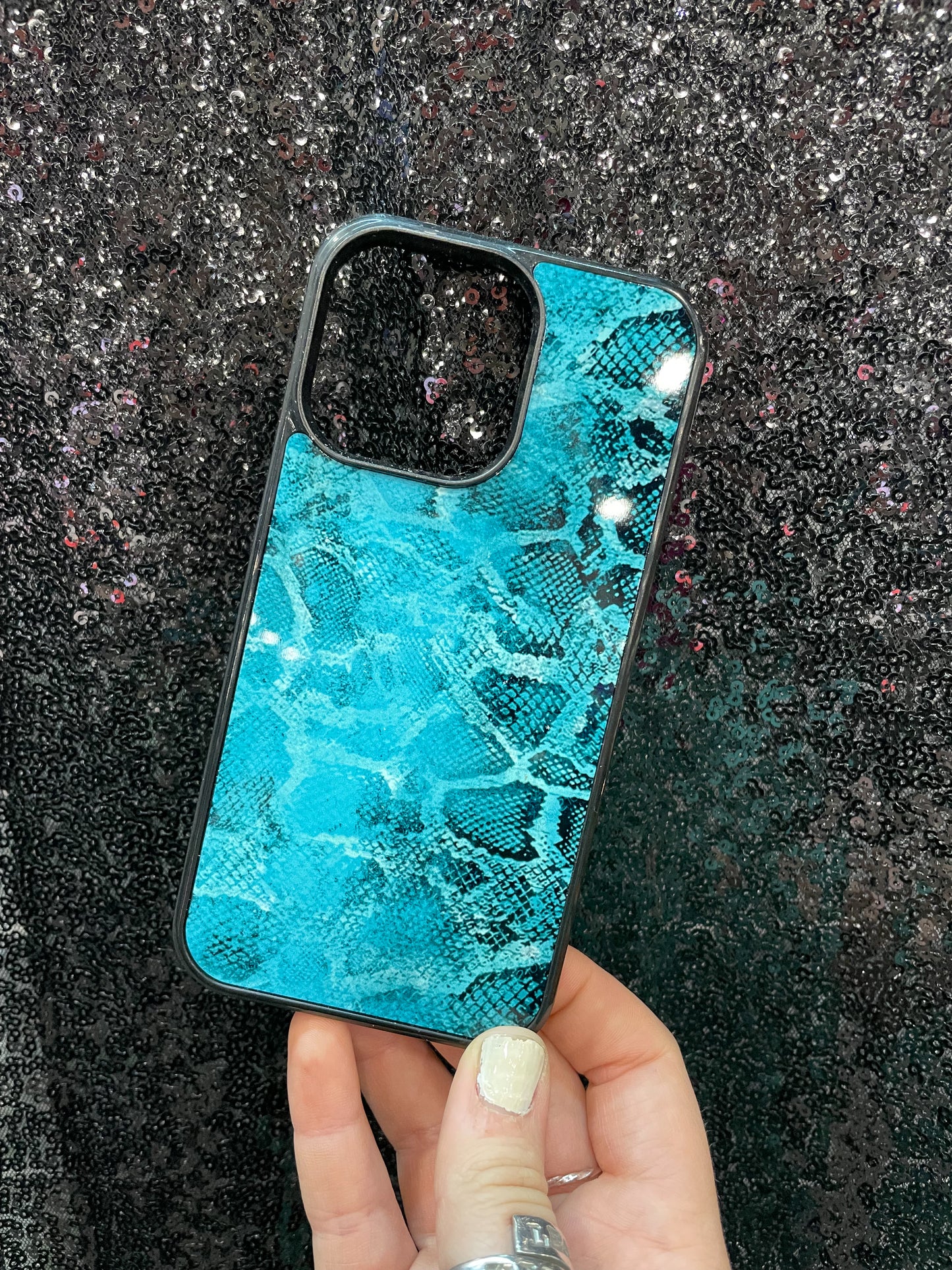 Teal Snake Skin Phone Case