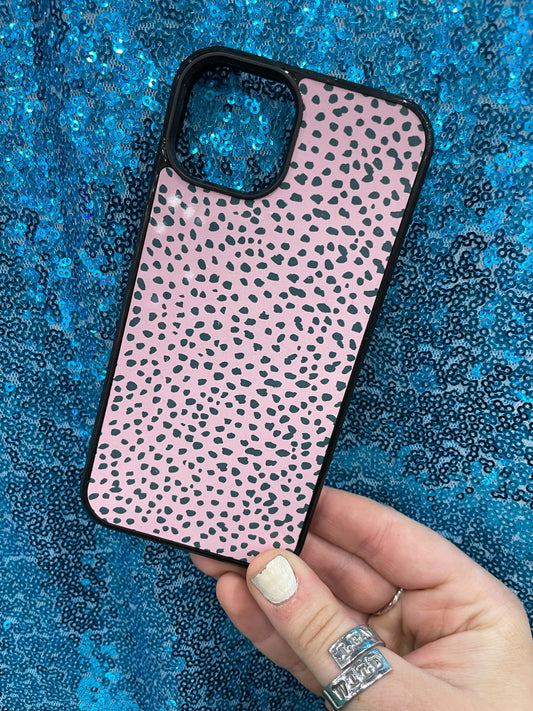 Pink + Charcoal Dalmatian Phone Case