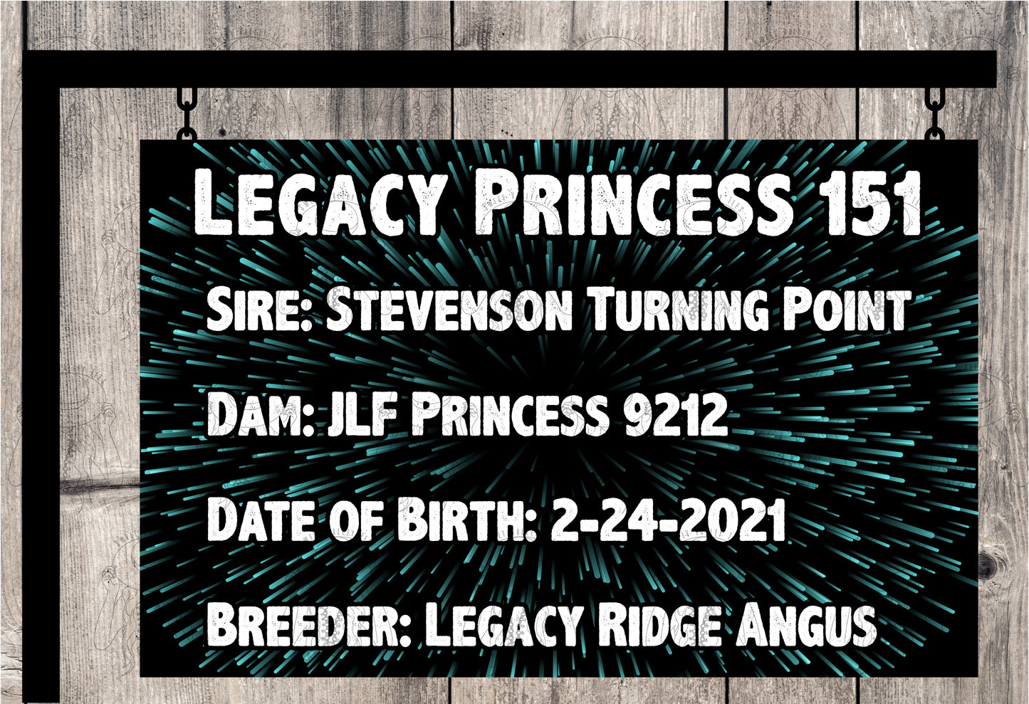 Custom Blue Ice Burst Pedigree Sign