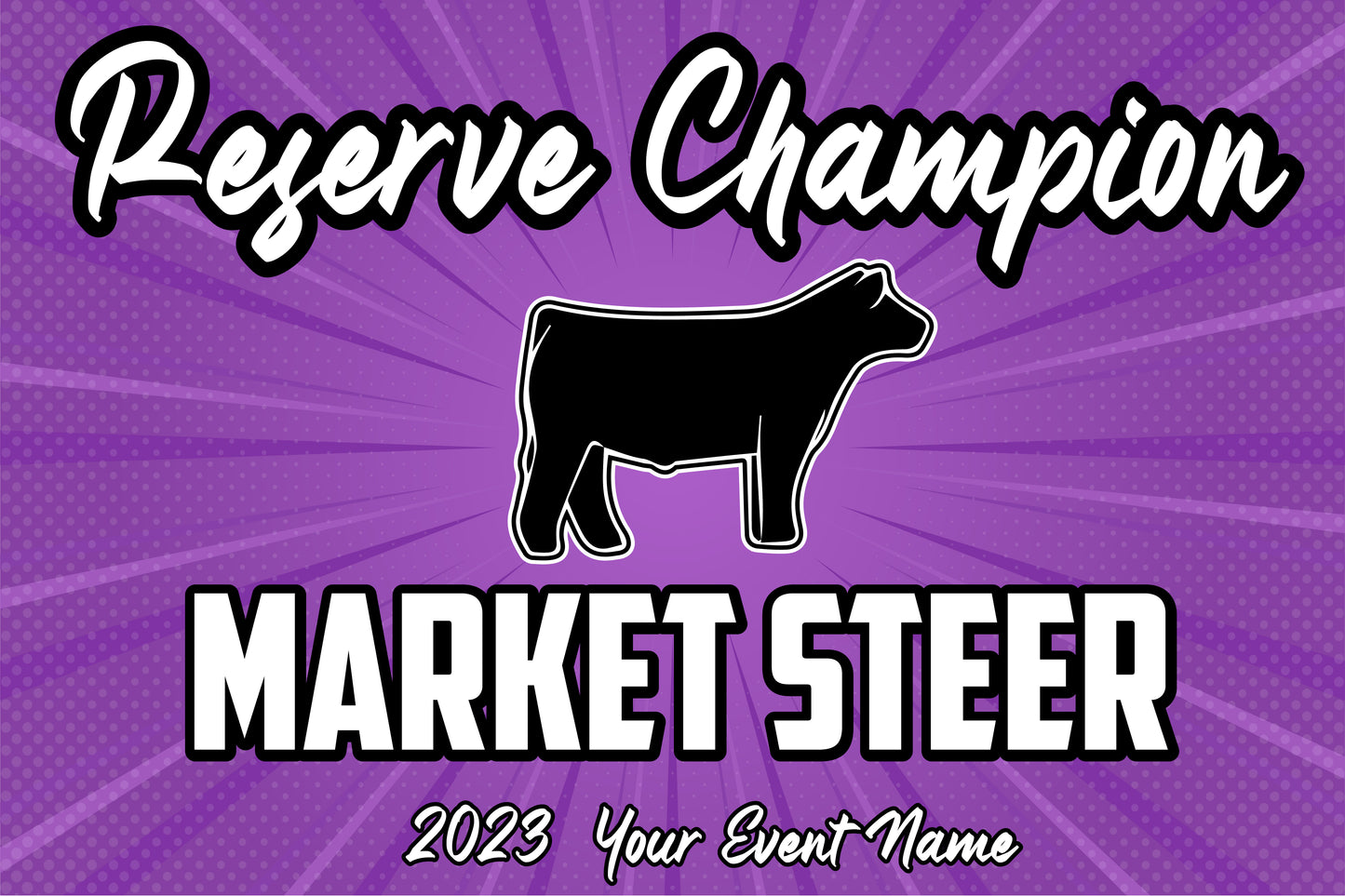 Grand + Reserve Champion Banner Set - Purple Burst - Market Steer