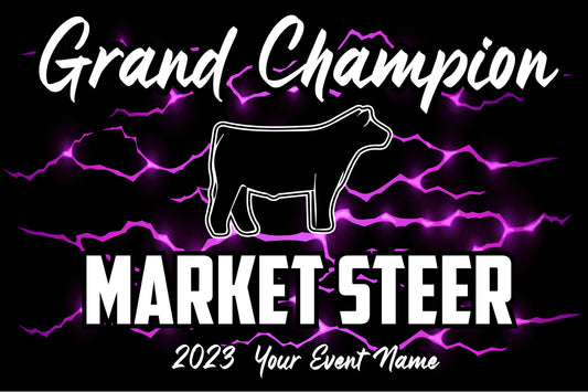Grand + Reserve Champion Banner Set - Purple Lightning - Market Steer