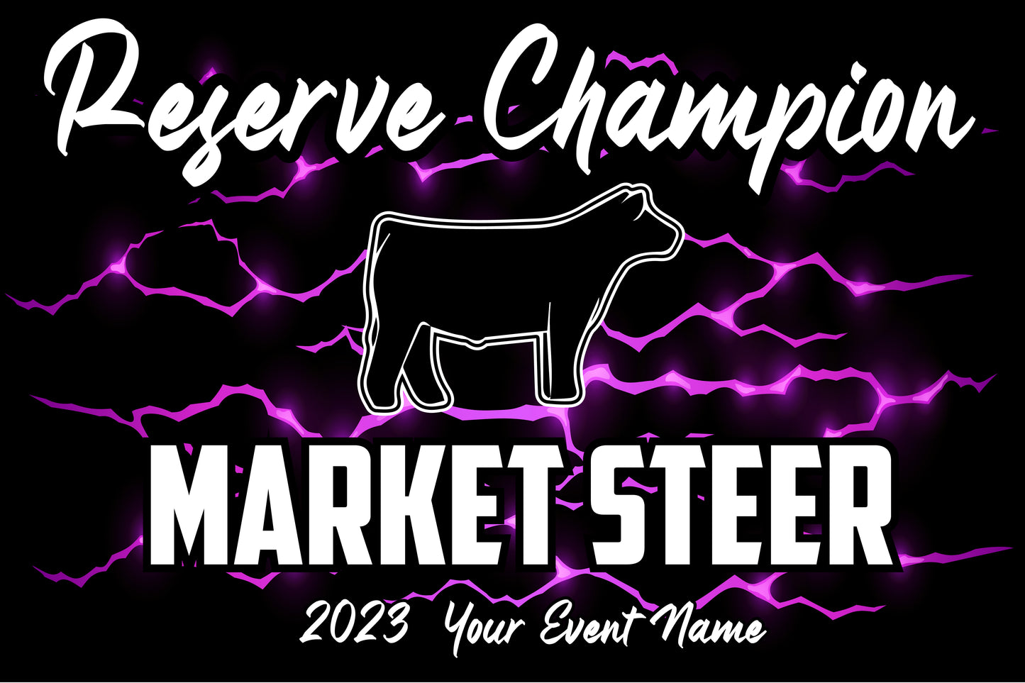 Grand + Reserve Champion Banner Set - Purple Lightning - Market Steer