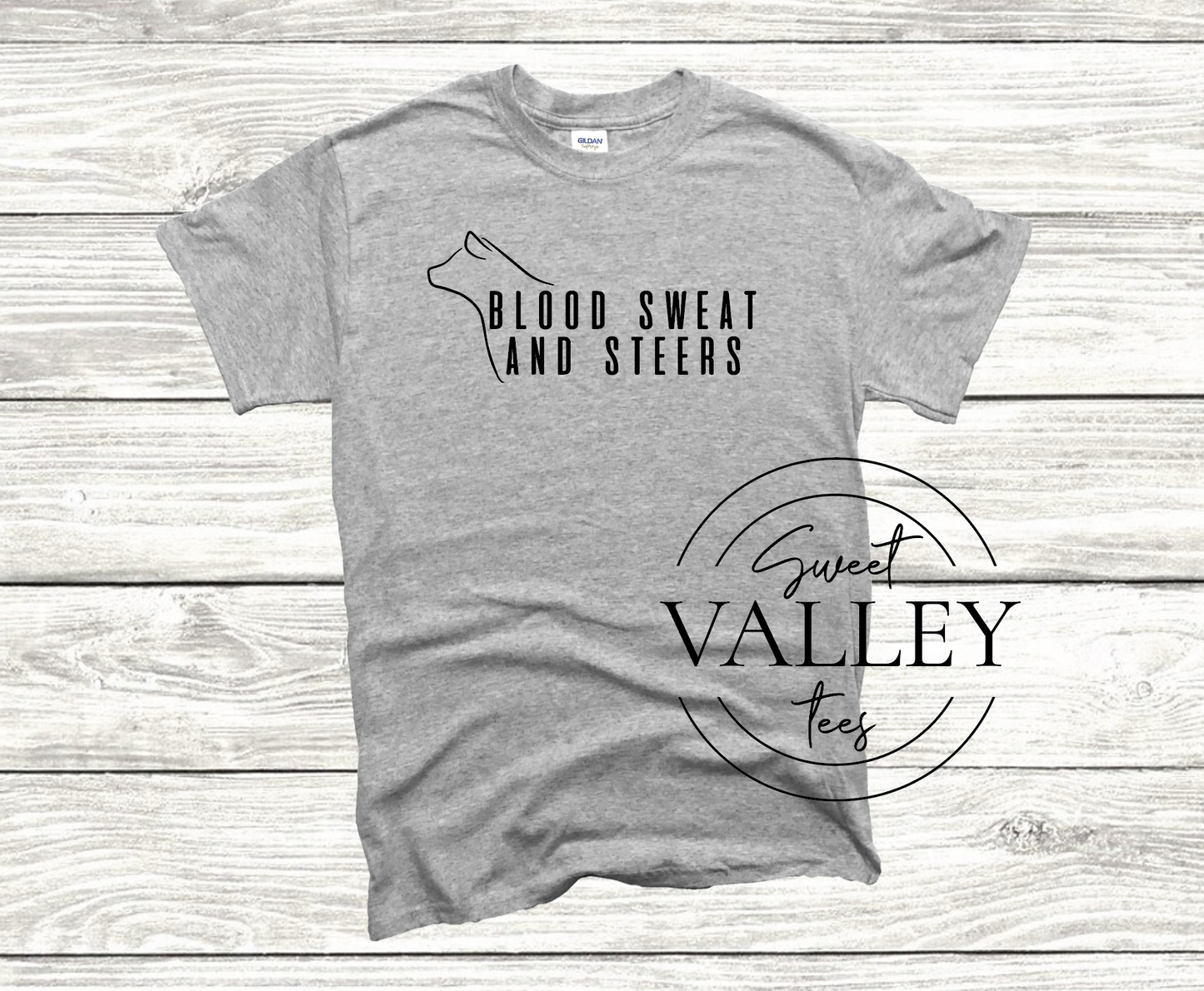 Blood Sweat and Steers Tee - Heather Graphite