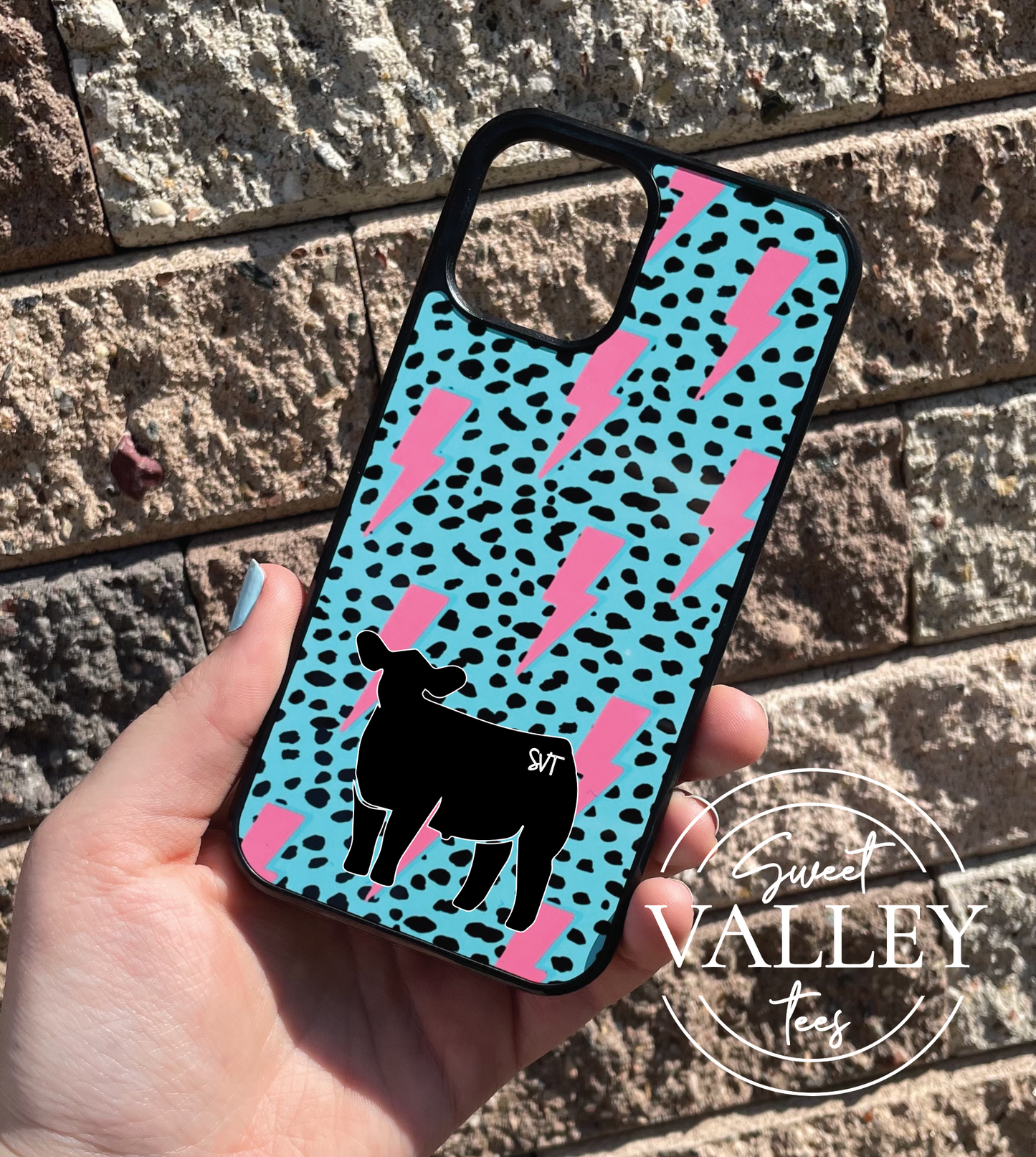 Teal + Pink Lightning Phone Case - Show Steer