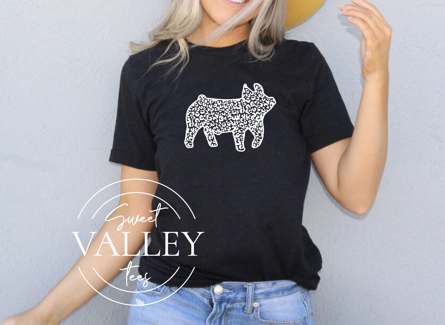 Leopard Pig - Heather Black Tee