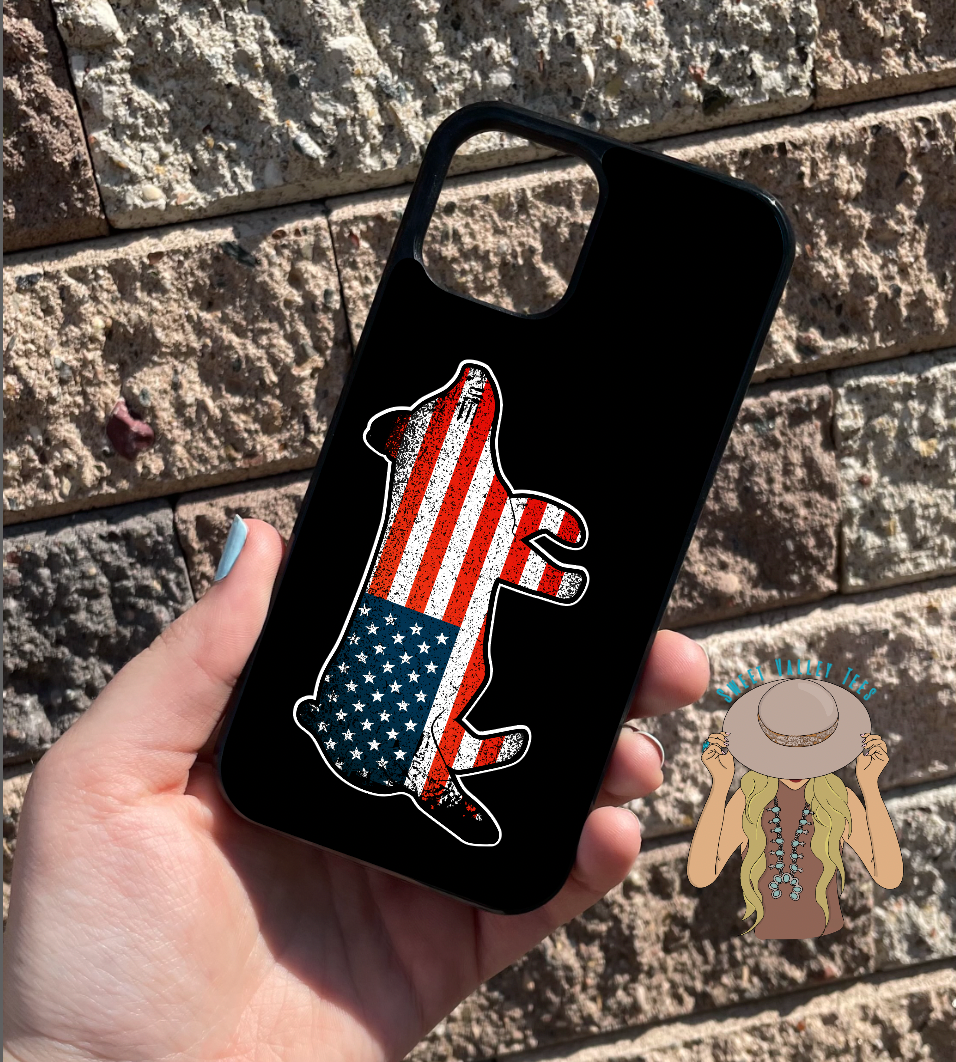 American Flag Pig Phone Case