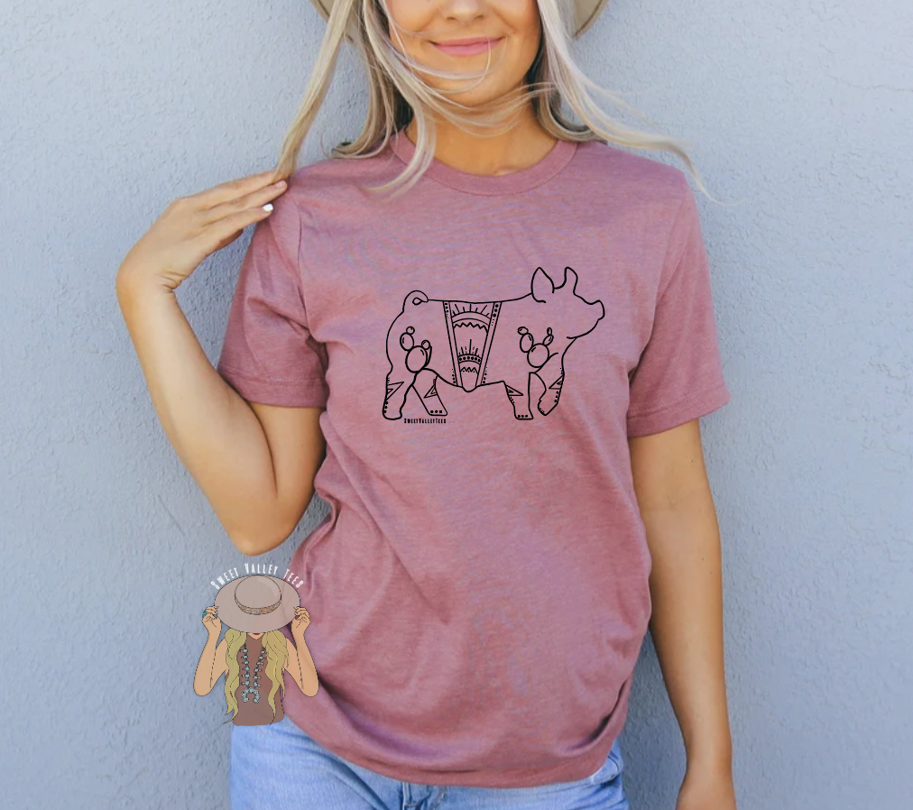 Show Pig Line Art Tee