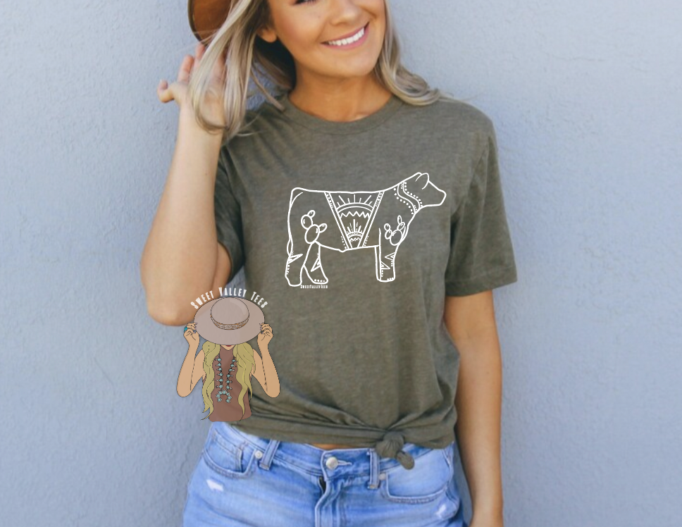 Show Steer Line Art Tee - Olive