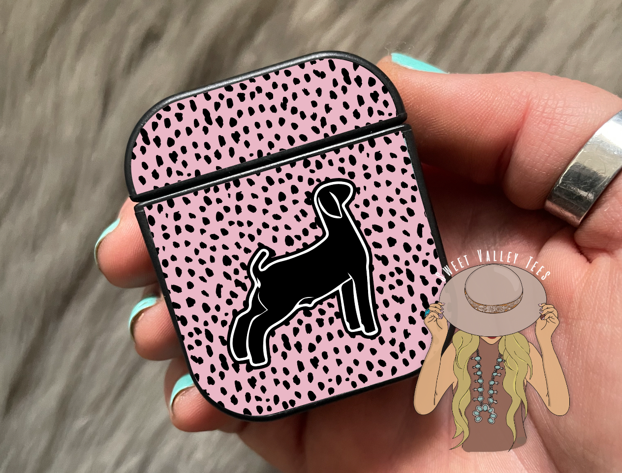 Pink Dalmatian Air Pods Case - Show Goat