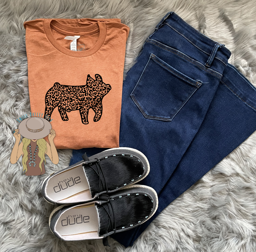Leopard Pig - Heather Autumn Tee