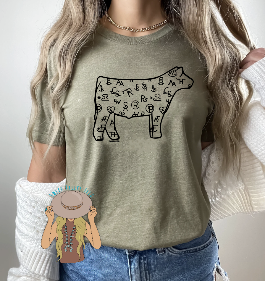 Branded Steer Tee - Heather Olive