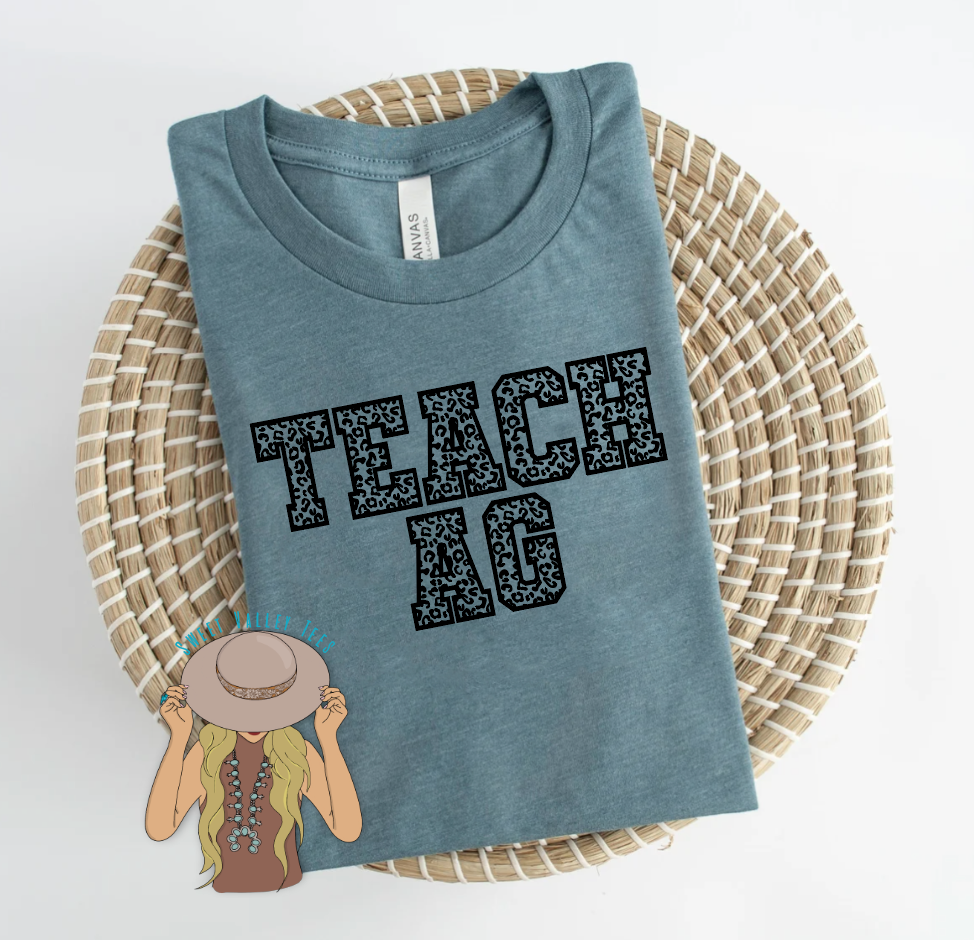 Leopard Teach Ag Tee - Heather Deep Teal