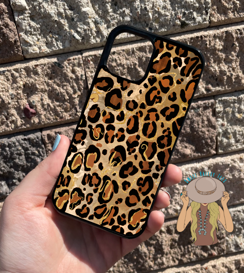 Gold Metallic Leopard Print Phone Case
