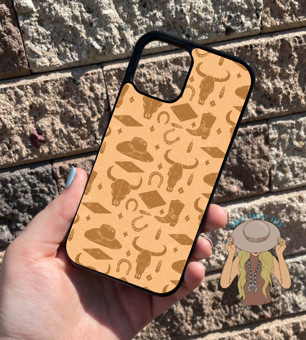 Mustard Cowboy Print Phone Case