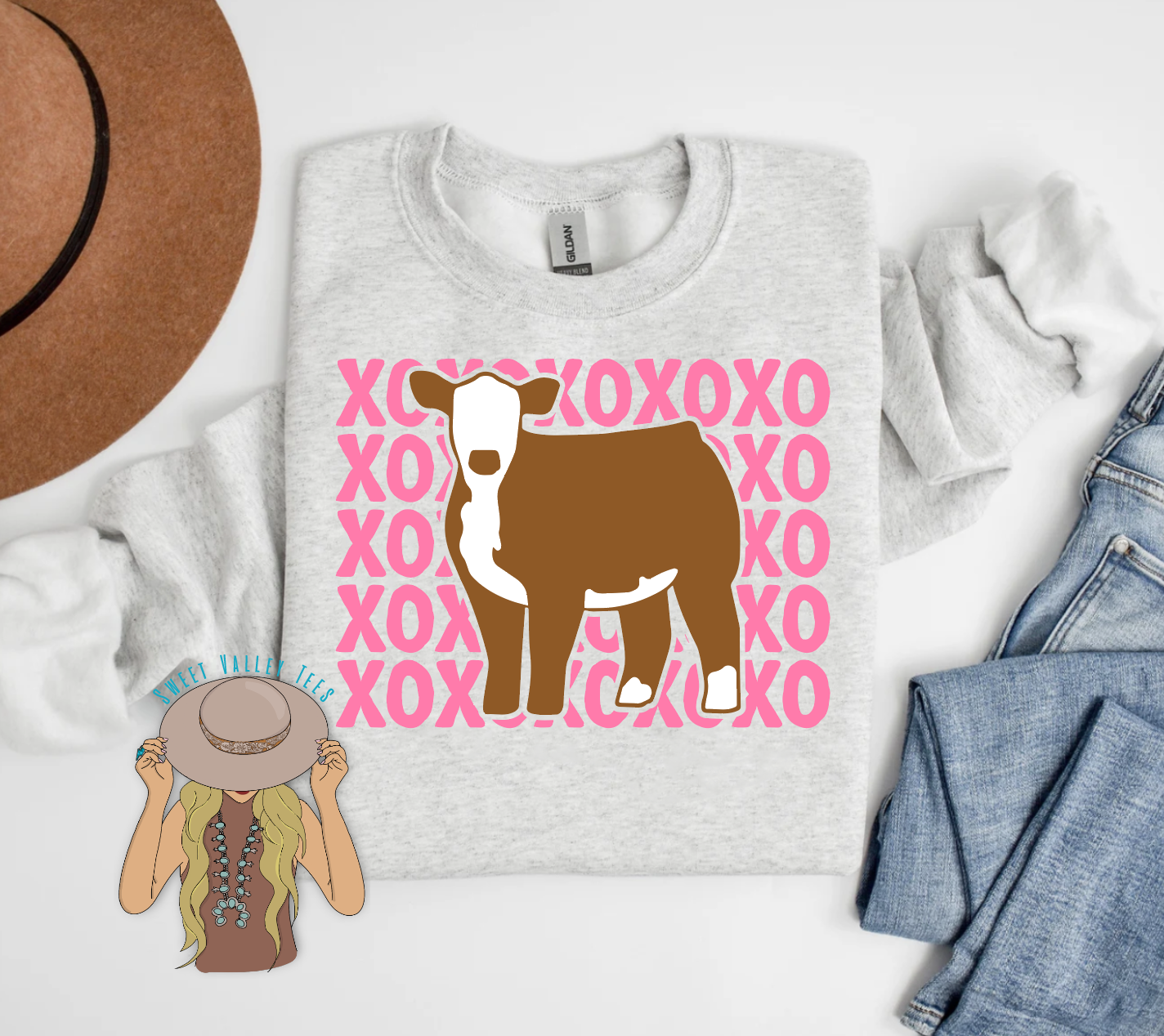 XOXO Hereford Steer Crewneck