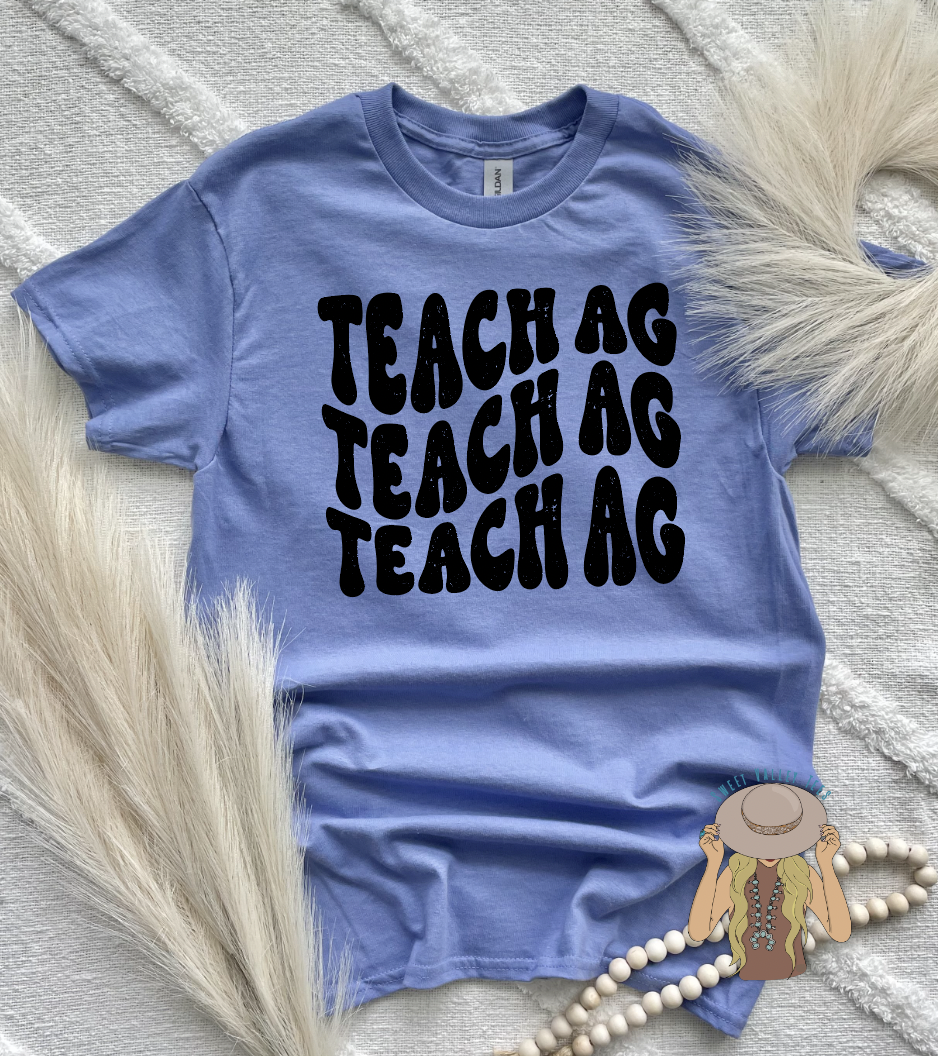 Retro Teach Ag Tee - Periwinkle