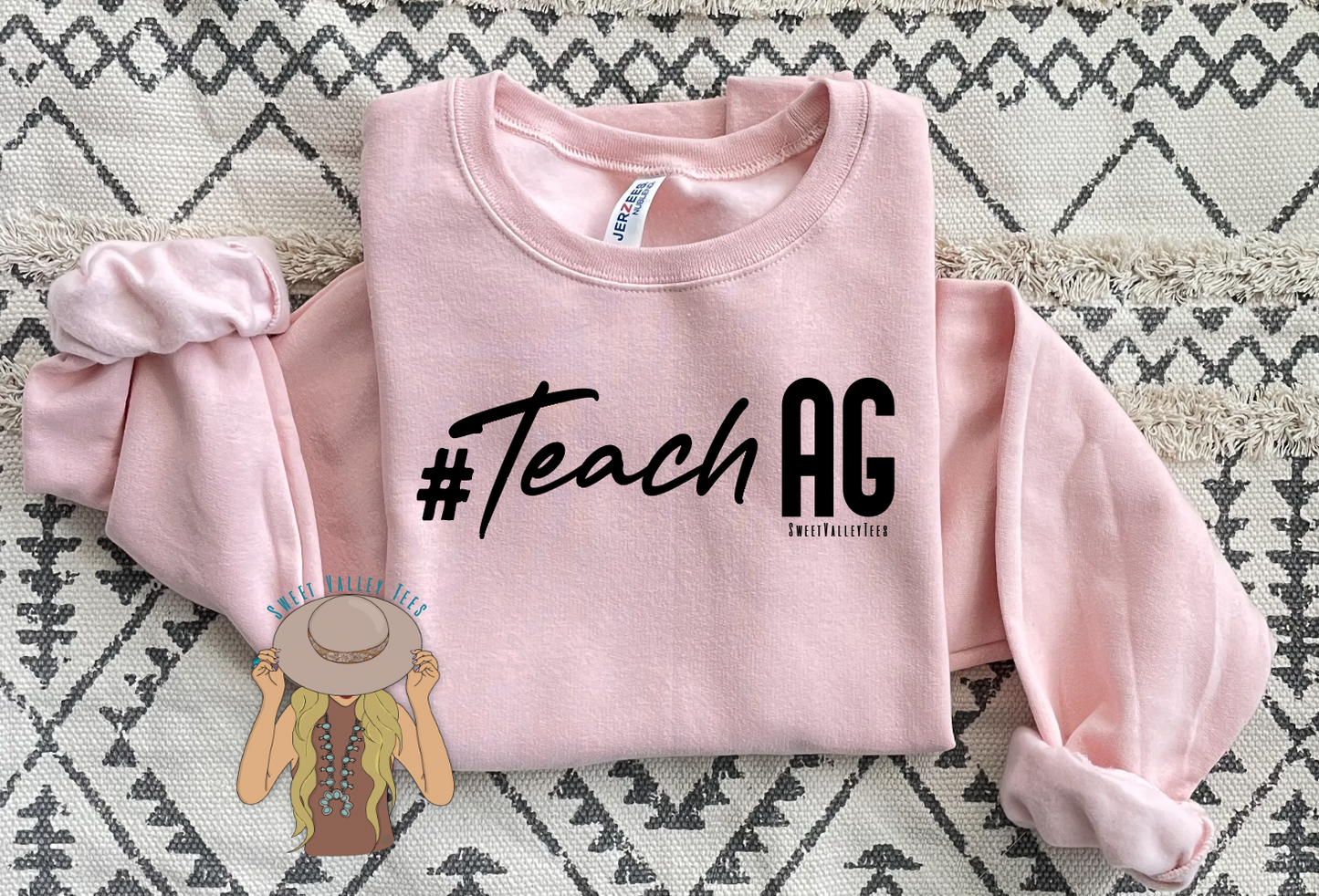 #TeachAg Crewneck - Blush Pink