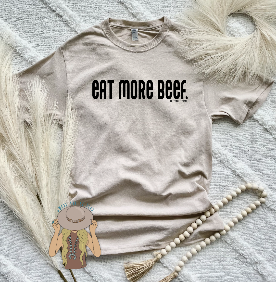 Eat More Beef Tee - Heather Sand