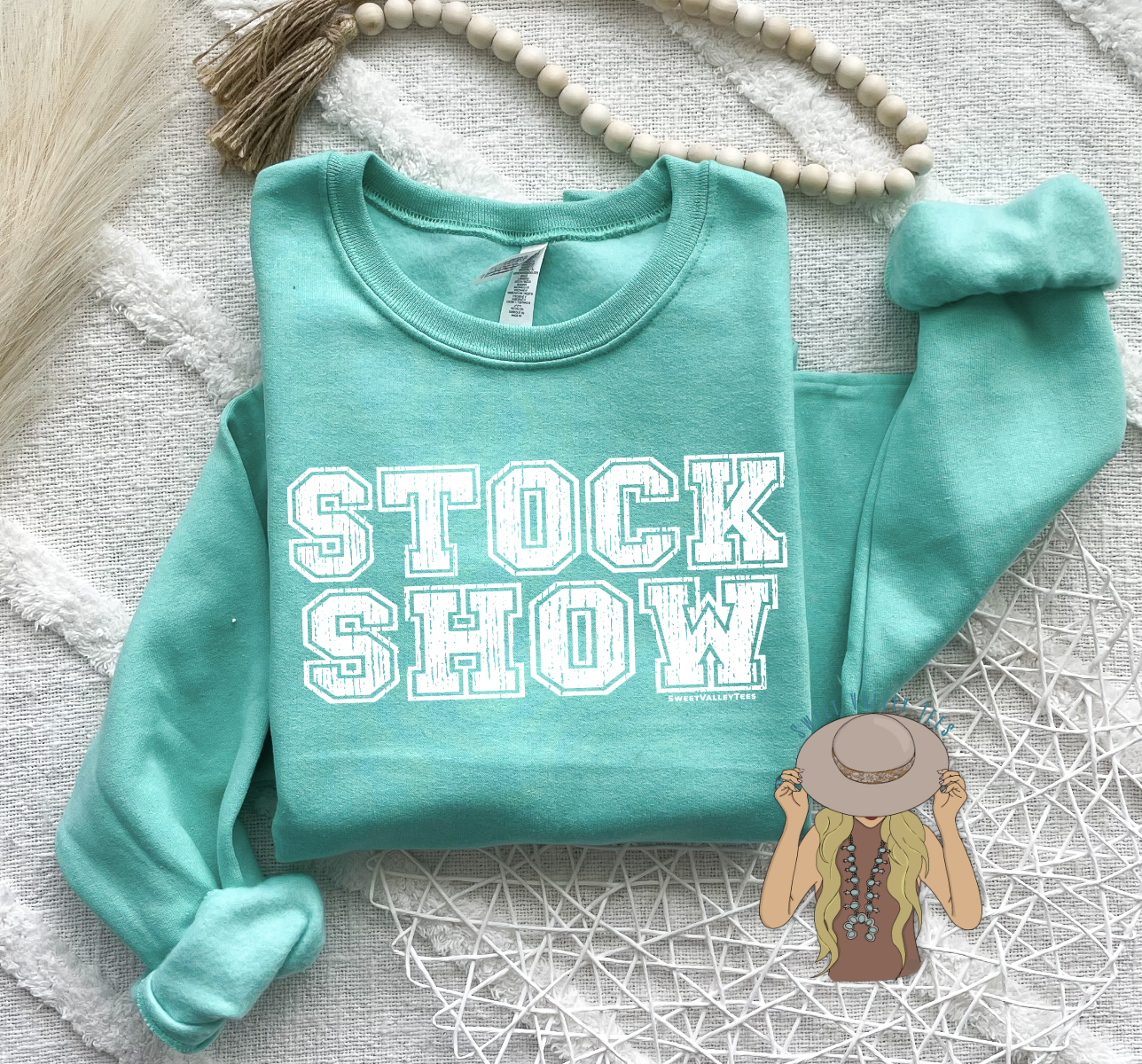 Stock Show Crewneck - Cool Mint