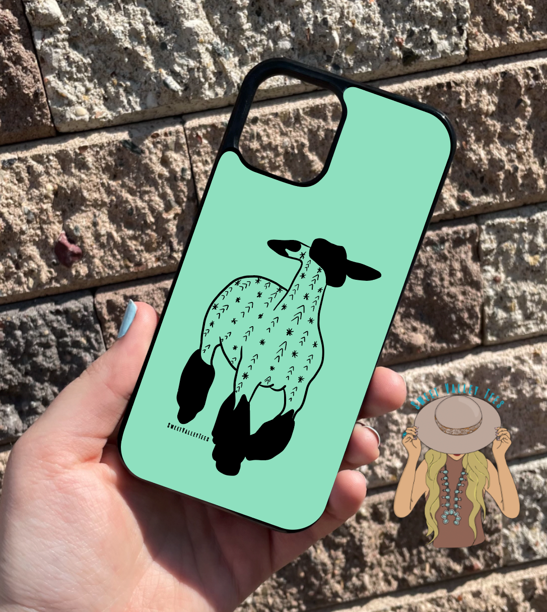 Mint Arrow Print Lamb Phone Case